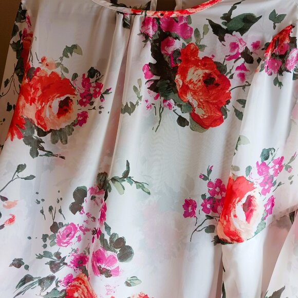 PRETTY ruffled long sleeve blouse layered flowers MADE CANADA NEARLY NEW SZ XL - Picture 5 of 9